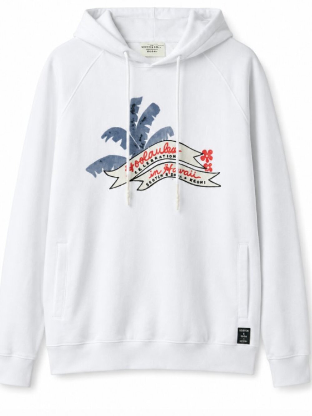 Scotch & Soda Keoni Hawaii Graphic White Pullover Hoodie Men's M